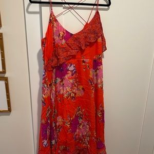 Maeve asymmetrical red floral dress, size 14